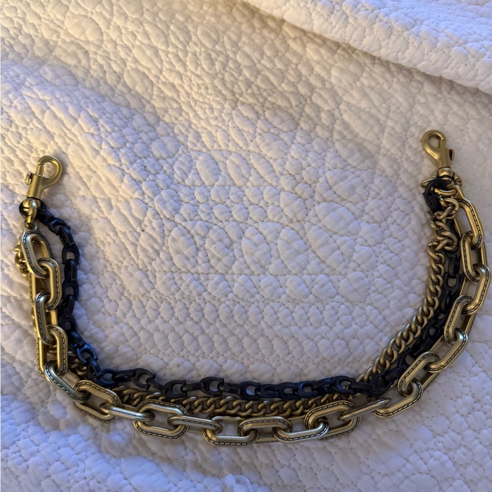 Coach Gold and Black 3 chain purse charm strap